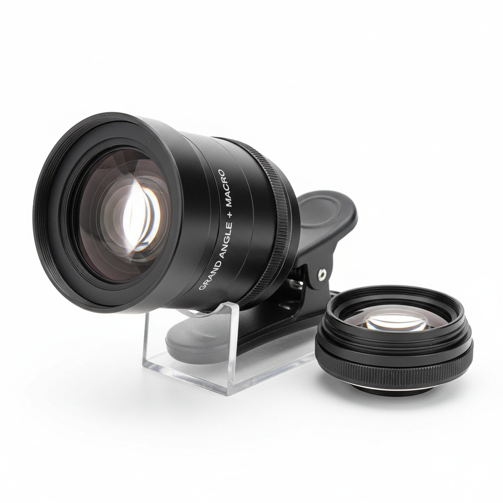 Lentille clip grand angle + macro pour smartphone